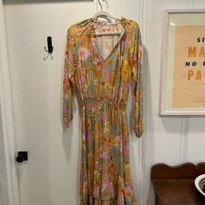 Show Me Your MuMu Mustard, Pink & Blue Floral Long Sleeve Maxi Dress
